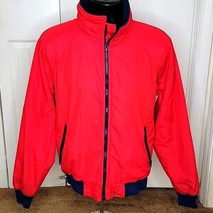 Woolrich Fleece Lined Bomber Jacket Size Large Red Vintage